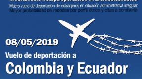 MIÉRCOLES 8 DE MAYO  habrá un vuelo de deportación con destino COLOMBIA Y ECUADOR